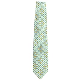 Versace-Gianni Versace Printed Tie in Light Blue Silk-Blue,Light blue
