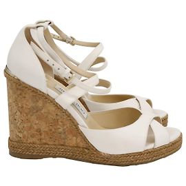Jimmy Choo Alanah 105 Sandálias plataforma em couro creme Branco Cru