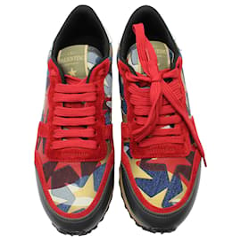 Valentino Garavani-Valentino Garavani Limited Star Rockrunner Sneakers in Multicolor Suede & Leather-Multiple colors
