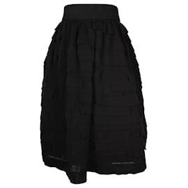 Chanel-Mini jupe Chanel à plusieurs niveaux en coton noir-Noir