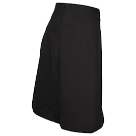Hermès-Hermes Overlap Detail Shorts in Black Wool-Black