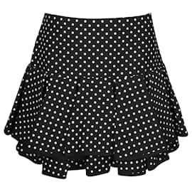 Valentino Garavani-Valentino Garavani Tiered Polka-dot Mini Skirt in Black Wool-Black