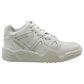 Versace-Versace Ophion Paneled Sneakers in White Leather-White