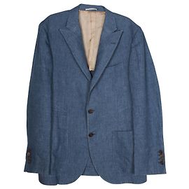 Brunello Cucinelli Blazer de peito único sob medida em linho azul Azul
