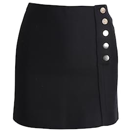 Ba&Sh-Ba&Sh Side Button Mini Pencil Skirt in Black Polyester-Black