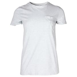 Max Mara-Camiseta de algodón gris con logo y bolsillo en el pecho de Max Mara-Gris