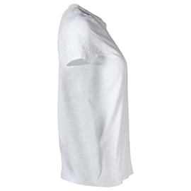 Max Mara-T-Shirt Logo Max Mara con taschino sul petto in cotone grigio-Grigio