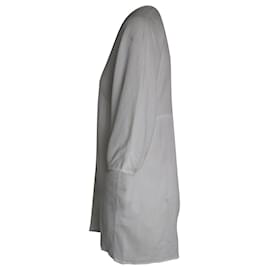Reformation-Reformation Crinkle V-Neck Tunic Mini Dress in White Organic Cotton-White