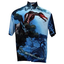 Camicia Buttondown Dragon Garden Valentino Garavani in seta stampata blu Altro