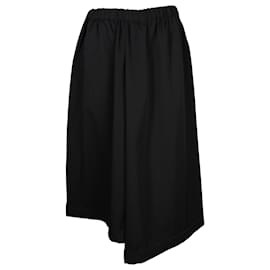 Comme Des Garcons-Comme des Garcons Asymmetric Pleated Pants in Black Wool -Black