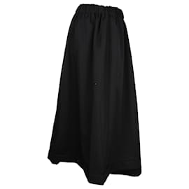 Comme Des Garcons-Pantalones asimétricos plisados en lana negra de Comme des Garcons-Negro