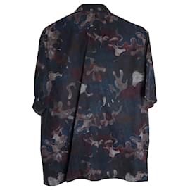 Dior-Dior x Peter Doig Oblique Camo Short Sleeve Shirt in Multicolor Silk-Multiple colors