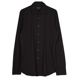 Camicia a maniche lunghe classica con bottoni Prada in cotone nero Nero