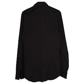 Prada-Camicia a maniche lunghe classica con bottoni Prada in cotone nero-Nero