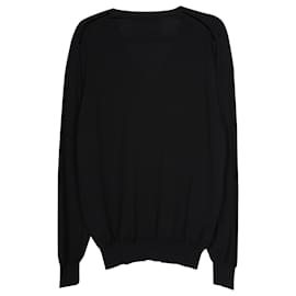 Yves Saint Laurent-Yves Saint Laurent Pull Col V en Laine Noire-Noir