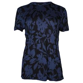 Giorgio Armani-T-Shirt floreale Armani in viscosa blu navy-Blu