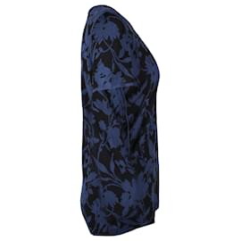Giorgio Armani-T-Shirt floreale Armani in viscosa blu navy-Blu