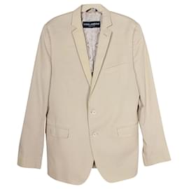 Dolce & Gabbana-Dolce & Gabbana Tailored Single Breasted Blazer in Beige Cotton-Brown,Beige