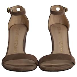 Stuart Weitzman-Stuart Weitzman Minimalist High Heel Sandals in Brown Suede-Brown