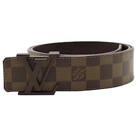 Louis Vuitton-Cinturón con hebilla LV Louis Vuitton en piel Damier marrón-Castaño