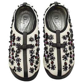 Dior-Zapatillas deportivas sin cordones Fusion adornadas Dior en malla blanca-Blanco