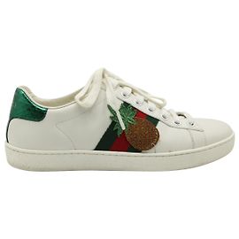 Sneakers Gucci Ace Lady Bug in pelle bianca Bianco