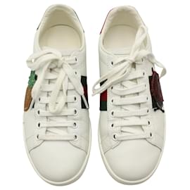 Gucci-Gucci Ace Lady Bug Sneakers in White Leather -White