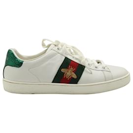 Gucci-Gucci Ace Bee Sneakers in White Leather-White