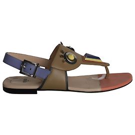 Fendi Monster Studded Flat Sandals in Multicolor Leather Other Python print