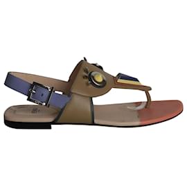 Fendi-Fendi Monster Studded Flat Sandals in Multicolor Leather-Other,Python print