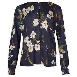 Escada-Cardigan mit Blumendruck aus marineblauer Wolle Andere