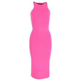 Michael Kors-Michael Kors Ribbed Stretch Tank Fitted Dress in Pink Viscose-Pink