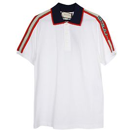 Gucci Polo com logo Stripe em algodão branco Branco