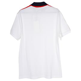 Gucci-Polo Gucci con raya con logo en algodón blanco-Blanco