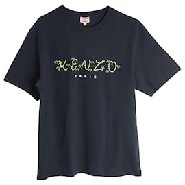 Kenzo-Kenzo Tiger Tail Logo T-Shirt in Black Cotton-Black