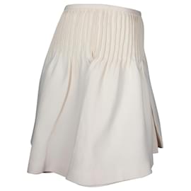Valentino Garavani-Minifalda con pliegues en lana color crema de Valentino Garavani-Blanco,Crudo