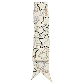Chanel-Schmales Bandeau mit Chanel Star-Print aus Ecru-Seide-Weiß,Roh