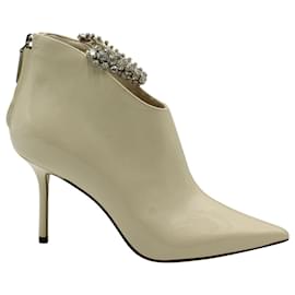 Jimmy Choo-Jimmy Choo Blaize Ankle Boots in Cream Patent Leather-White,Cream