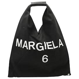 Maison Martin Margiela-Maison Margiela MM6 Borsa giapponese stampa logo in tela nera-Nero