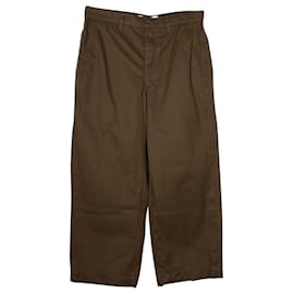 Loewe-Loewe Fisherman Loose Fit Trousers in Khaki Green Cotton-Green,Khaki