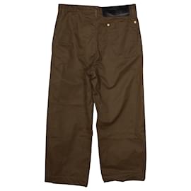 Loewe-Loewe Fisherman Loose Fit Trousers in Khaki Green Cotton-Green,Khaki