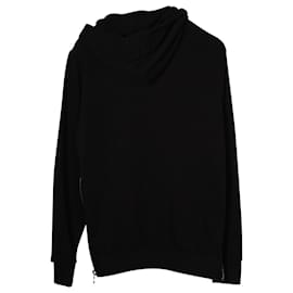 Balmain-Balmain Kapuzenjacke mit gesticktem Logo-Emblem und Reißverschluss vorne aus schwarzer Baumwolle-Schwarz