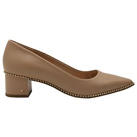 Coach Willa Pumps mit Blockabsatz aus beigem Leder Beige