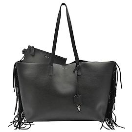 Saint Laurent Shoulder Bag Shopper Plain with fringes Black