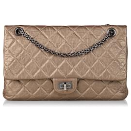 Chanel-Chanel Brown Reissue 228 Lambskin Double Flap Bag-Brown,Light brown