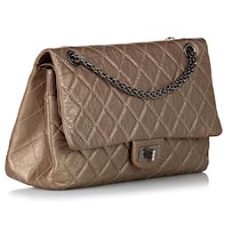 Chanel-Chanel Brown Reissue 228 Lambskin Double Flap Bag-Brown,Light brown