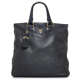 Prada-Prada Black Soft Calf Shopping Tote-Black