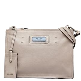 Prada-Leather Etiquette Shoulder Bag 1BH113-Beige