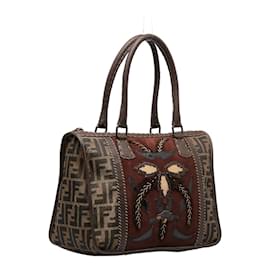 Fendi-Zucca Canvas Handbag 8BN067-Brown