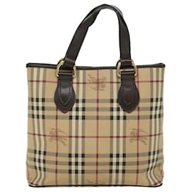 Burberry-BURBERRY Nova Check Tote Bag PVC Leder Beige Auth yk7251-Beige